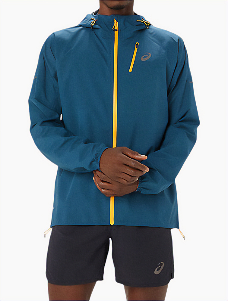 MyRunway | Shop Asics Magnetic Blue Fujitrail Waterproof Jacket